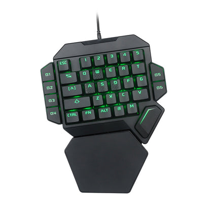 One-handed wired mechanical keyboard green axis set game gun god throne left hand small keyboard and mouse