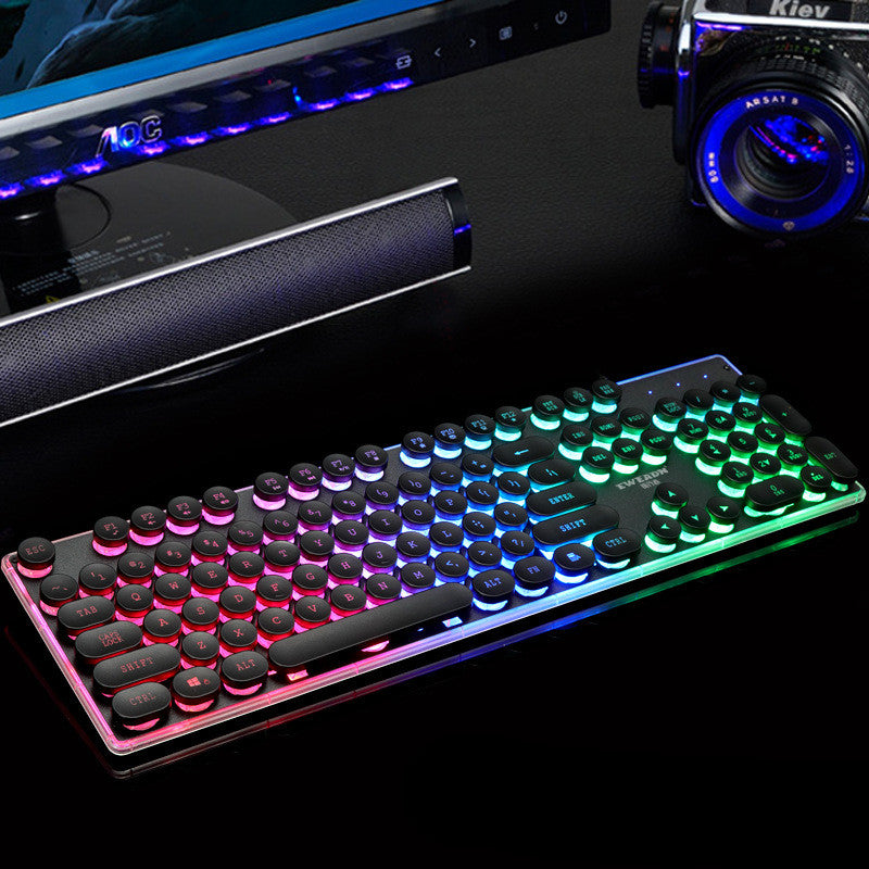 Forerunner Gx60 Punk keyboard Manipulator Feel Glowing Retro Gaming Computer Usb Wired Chicken Keyboard