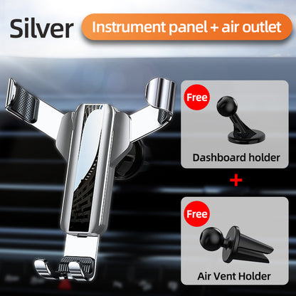 Gravity metal air outlet instrument panel mobile phone holder