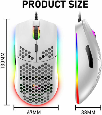 Gaming Mice Mouse 6400 DPI USB RGB Flowing Backlit Light Wired PC Laptop PS4 PS5 Random Color