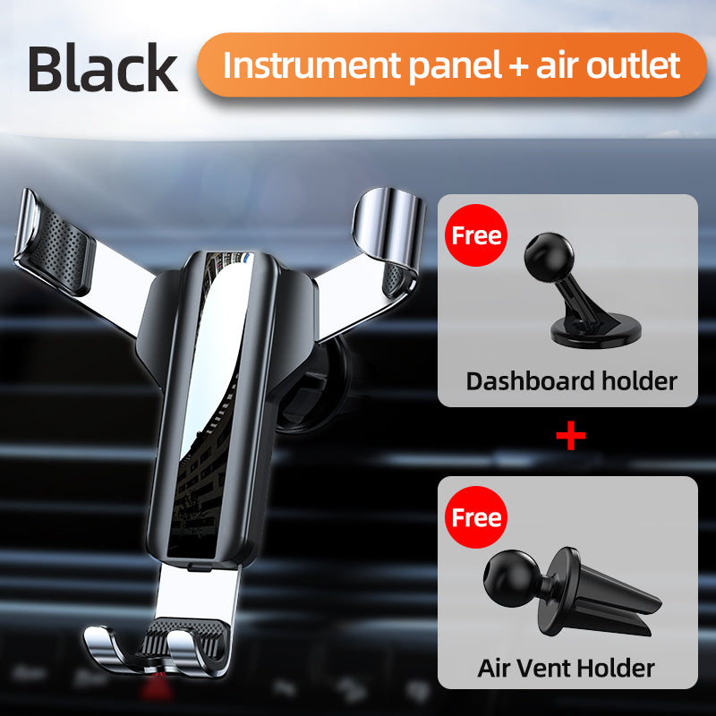 Gravity metal air outlet instrument panel mobile phone holder