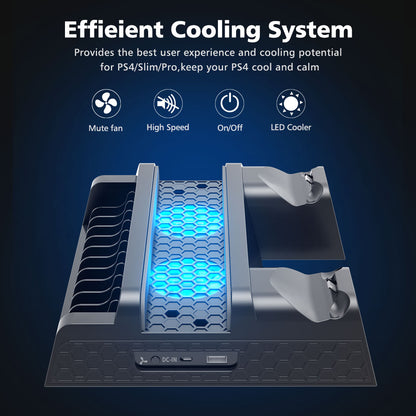 Vertical Cooling Stand Charging Station LED Fan