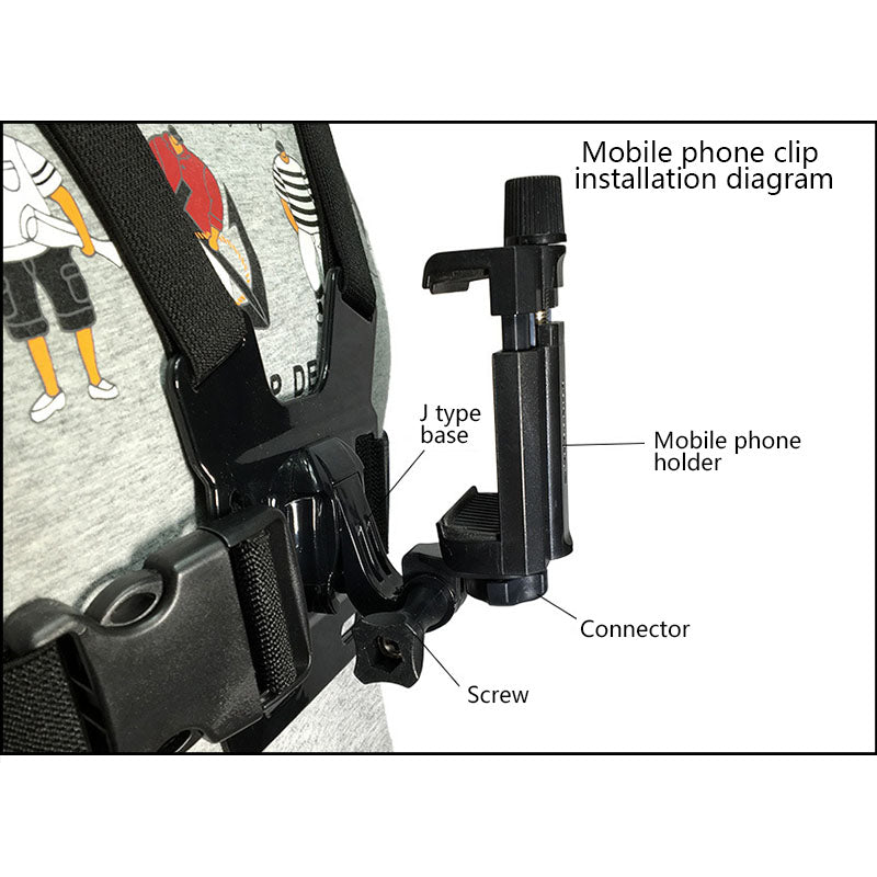 Mobile Phone Chest Mount Harness Strap Holder Cell Phone Clip Action Camera Adjustable Straps