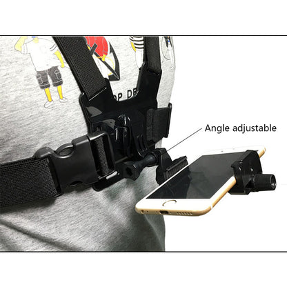 Mobile Phone Chest Mount Harness Strap Holder Cell Phone Clip Action Camera Adjustable Straps