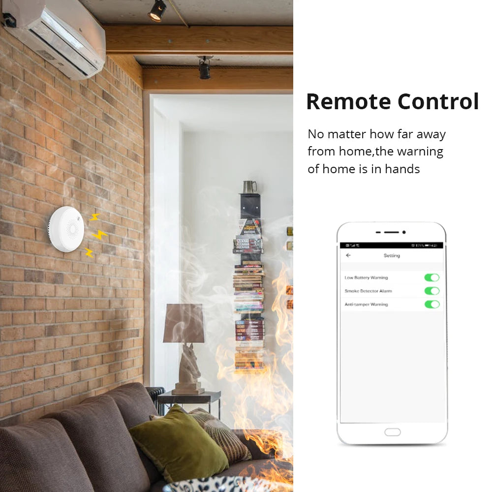 Zemismart Tuya Zigbee Smart Smoke Sensor Fire Smoke Detector Security Alarm System Linkage Smart Home Device Battery Powered