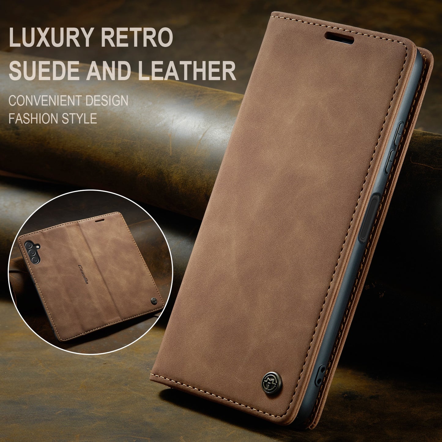 Samsung Galaxy S22 Ultra S22+ Leather Case,CaseMe Retro Purse Luxury Magneti Card Holder Wallet Cover For Galaxy S22 5G