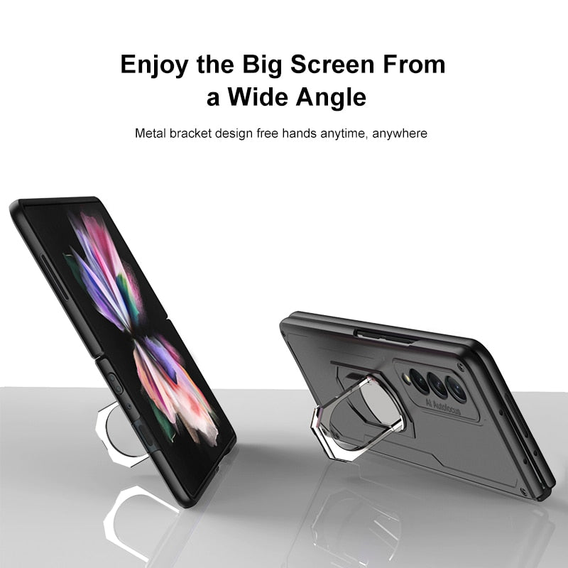 Samsung Galaxy Z Fold 3 5G Case Armor Ring Holder Case 360 Bracket Hard PC Protective Cover For Galaxy Z Fold 3 2