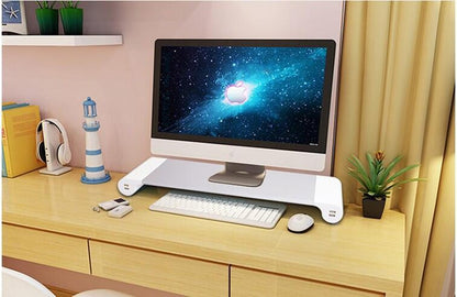 Desktop Monitor Notebook Laptop Stand Space Bar Non-slip Desk Riser with 4-ports USB Charger for iMac, MacBook Pro, Air