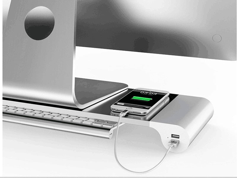 Desktop Monitor Notebook Laptop Stand Space Bar Non-slip Desk Riser with 4-ports USB Charger for iMac, MacBook Pro, Air