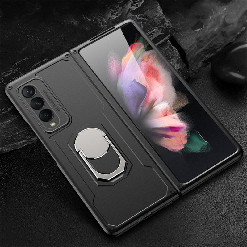 Samsung Galaxy Z Fold 3 5G Case Armor Ring Holder Case 360 Bracket Hard PC Protective Cover For Galaxy Z Fold 3 2