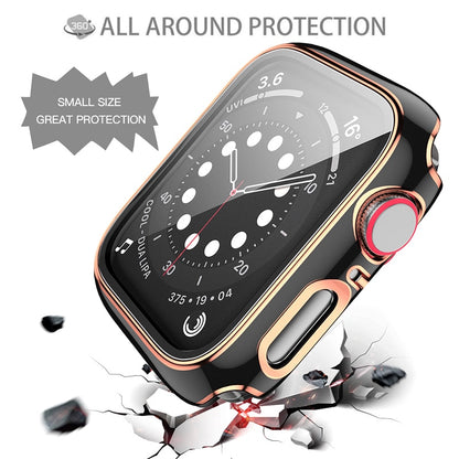 FTA Glass + Cover For Apple Watch Case 45mm 41mm 44mm 40mm Two Color Screen Protector Bumper iWatch Series 1 2 3 42mm 38mm