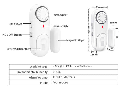 Door Sensor Alarm Secruity Protection Self-defense Smart Home Devices Warning Alarm Magnetic 120dB Window Sensor