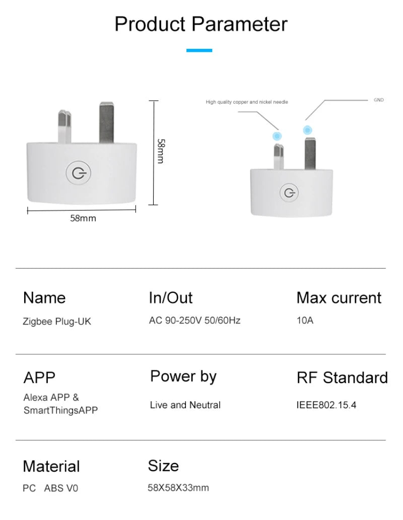 Ewelink ZigBee Smart Plug US/UK 10A Smart Home Appliance Socket Works With Alexa SmartThings Support Echo Device Voice Control