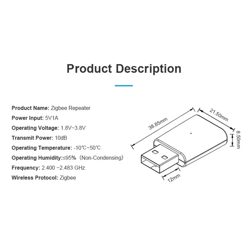 2pcs/lot Tuya ZigBee USB Signal Repeater Extender Smart Life ZigBee2MQTT Gateway Smart Home Devices Automation Signal Amplifier