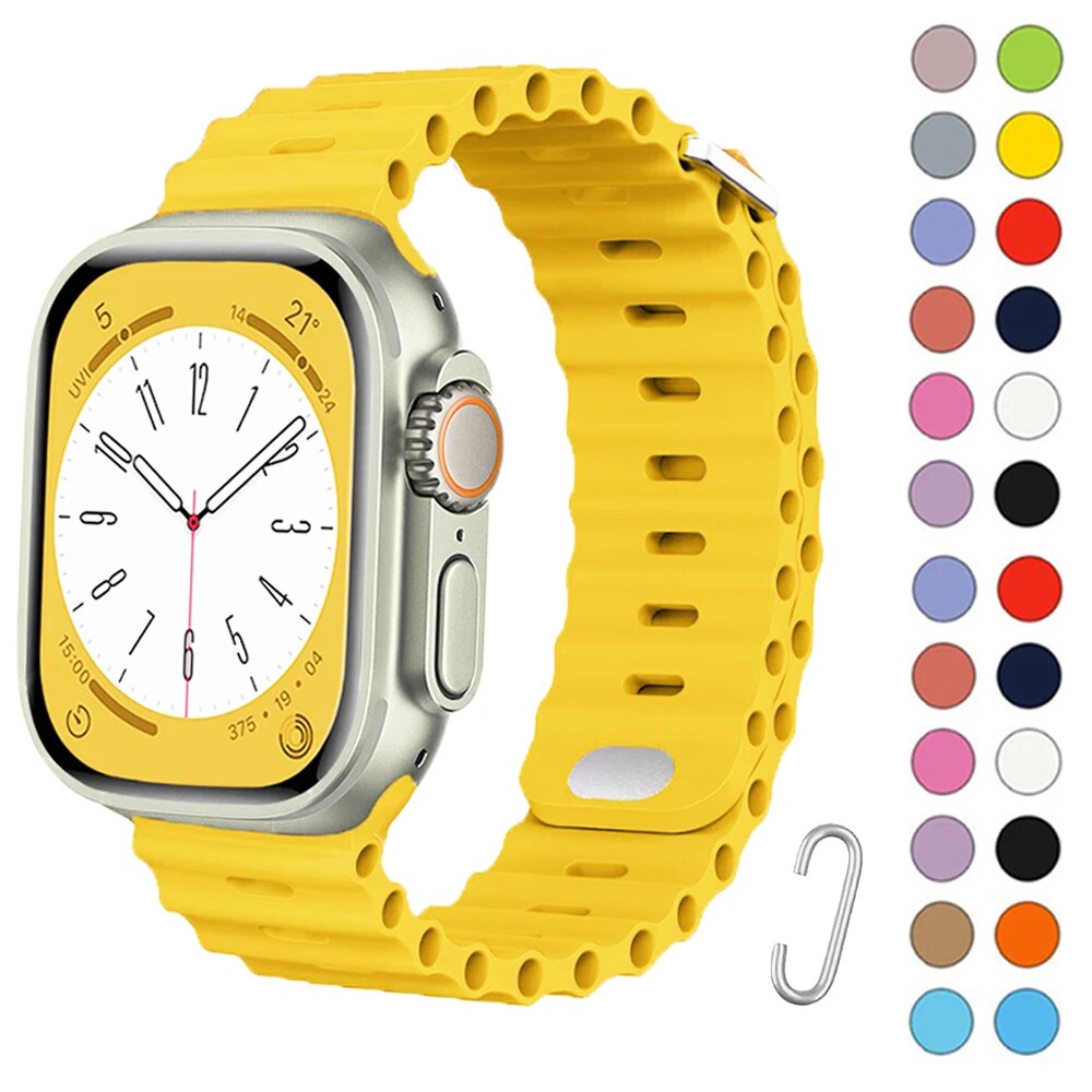 Ocean strap For Apple watch Ultra 49mm band 44mm 45mm 40mm 41mm 42mm silicone Original 1:1 bracelet iWatch series 8 7 3 4 5 6 se