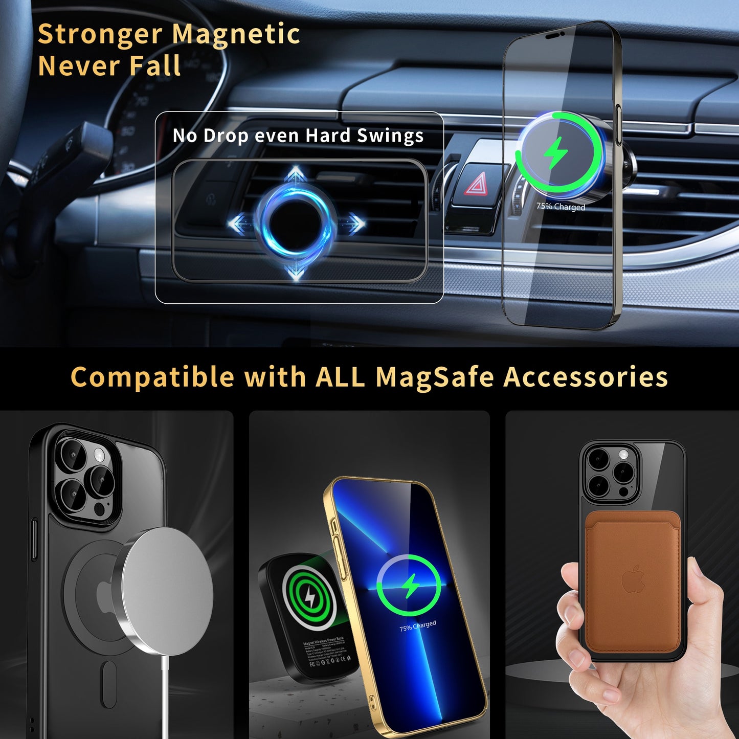 Case protector for iPhone 14 Pro Max 2022 Case Magnetic Support Magsafe Charger Wireless Anti-Scratch Shockproof Clear Cushion Durable Cover