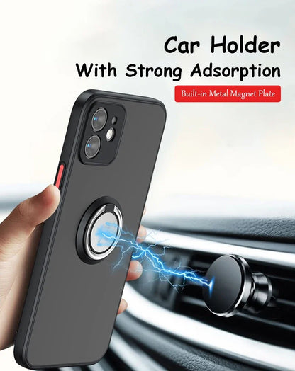 Magnetic Ring Holder Case For iPhone 16 15 14 13  Mini Pro Max  2024 2023 2022 2020 Plus TPU Bumper Matte Plastic Cover