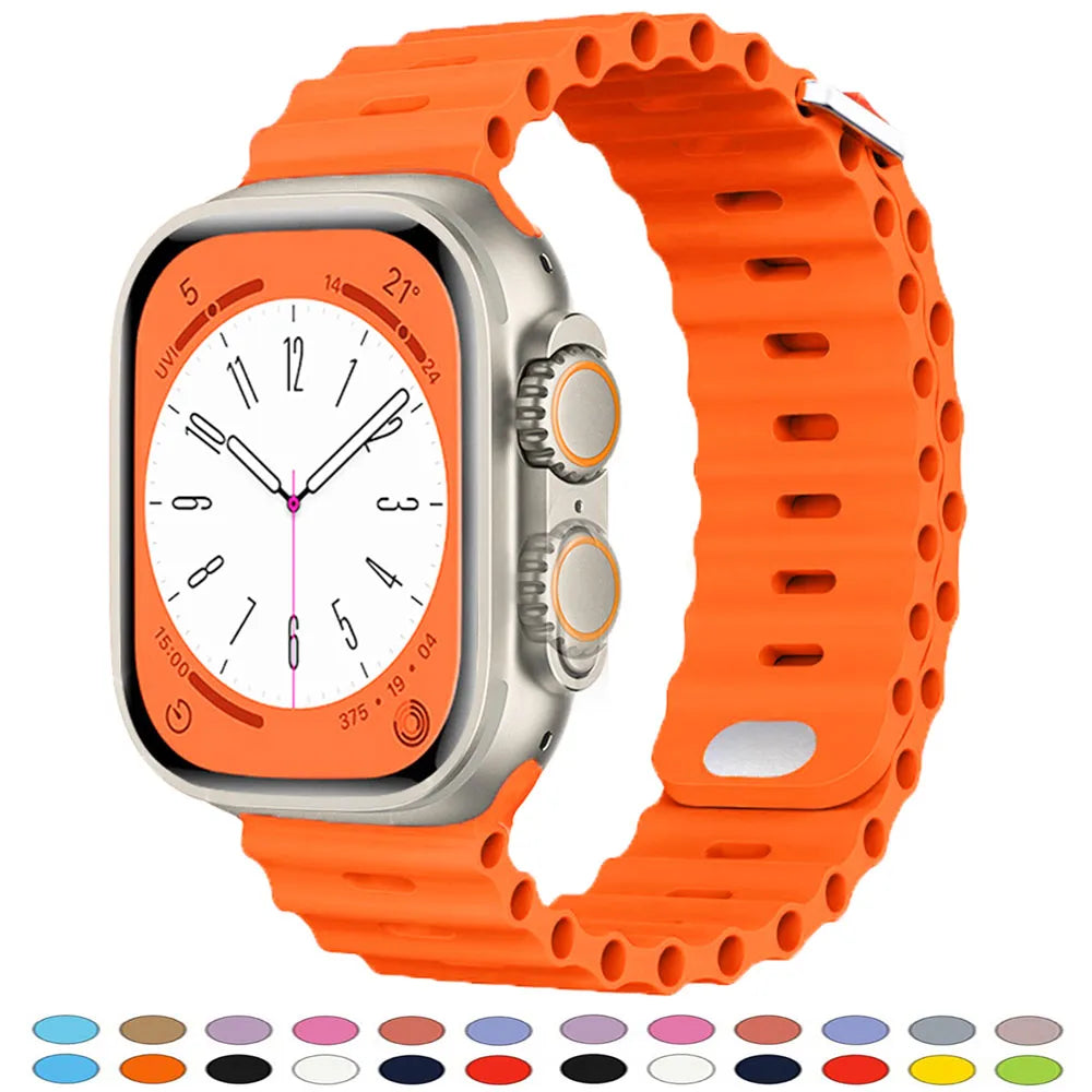 Ocean strap For Apple watch Ultra 49mm band 44mm 45mm 40mm 41mm 42mm silicone Original 1:1 bracelet iWatch series 8 7 3 4 5 6 se