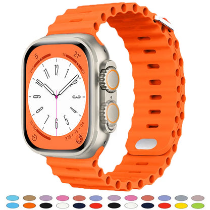 Ocean strap For Apple watch Ultra 49mm band 44mm 45mm 40mm 41mm 42mm silicone Original 1:1 bracelet iWatch series 8 7 3 4 5 6 se