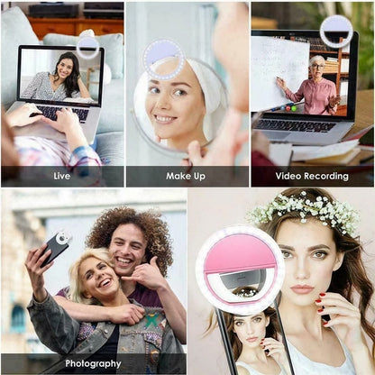 USB Charge Led Selfie Ring Light Mobile Phone Lens LED Selfie Lamp Ring for iPhone for Samsung Huawei Xiaomi Phone Selfie Light