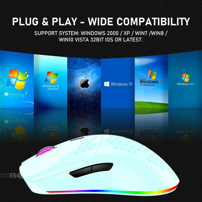 Gaming Mice Mouse 6400 DPI USB RGB Flowing Backlit Light Wired PC Laptop PS4 PS5 Random Color