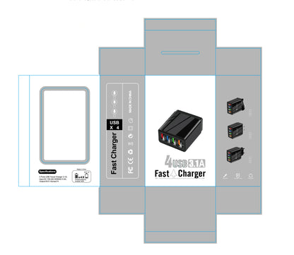 USB Charger Quick Charge 3.0 4 Ports Phone Adapter For Huawei IPhone 12 Tablet Portable Wall Mobile Charger Fast Charger