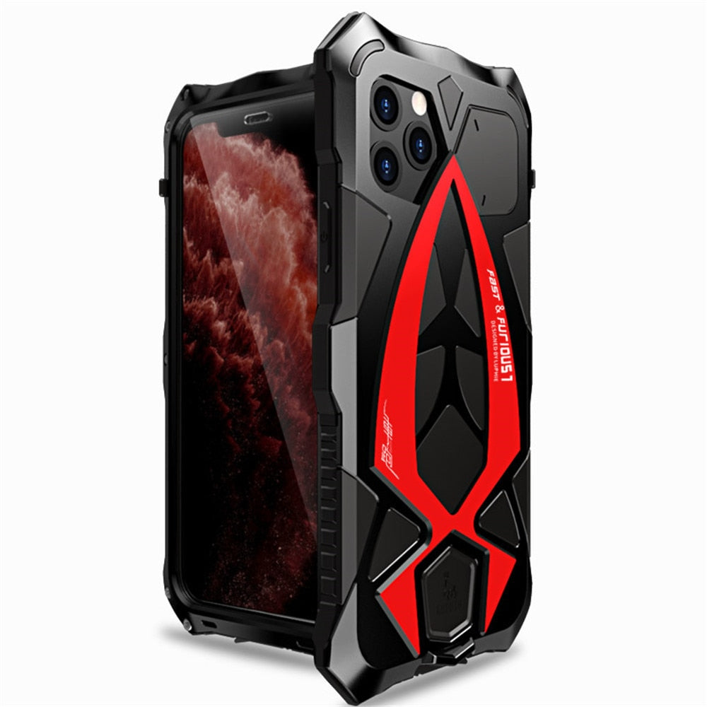 Silicone Phone Case for iPhone 11 Pro XS Max XR Case Metal Armor Roadster Phone Case Full Protection Round Coverage Case Cover.