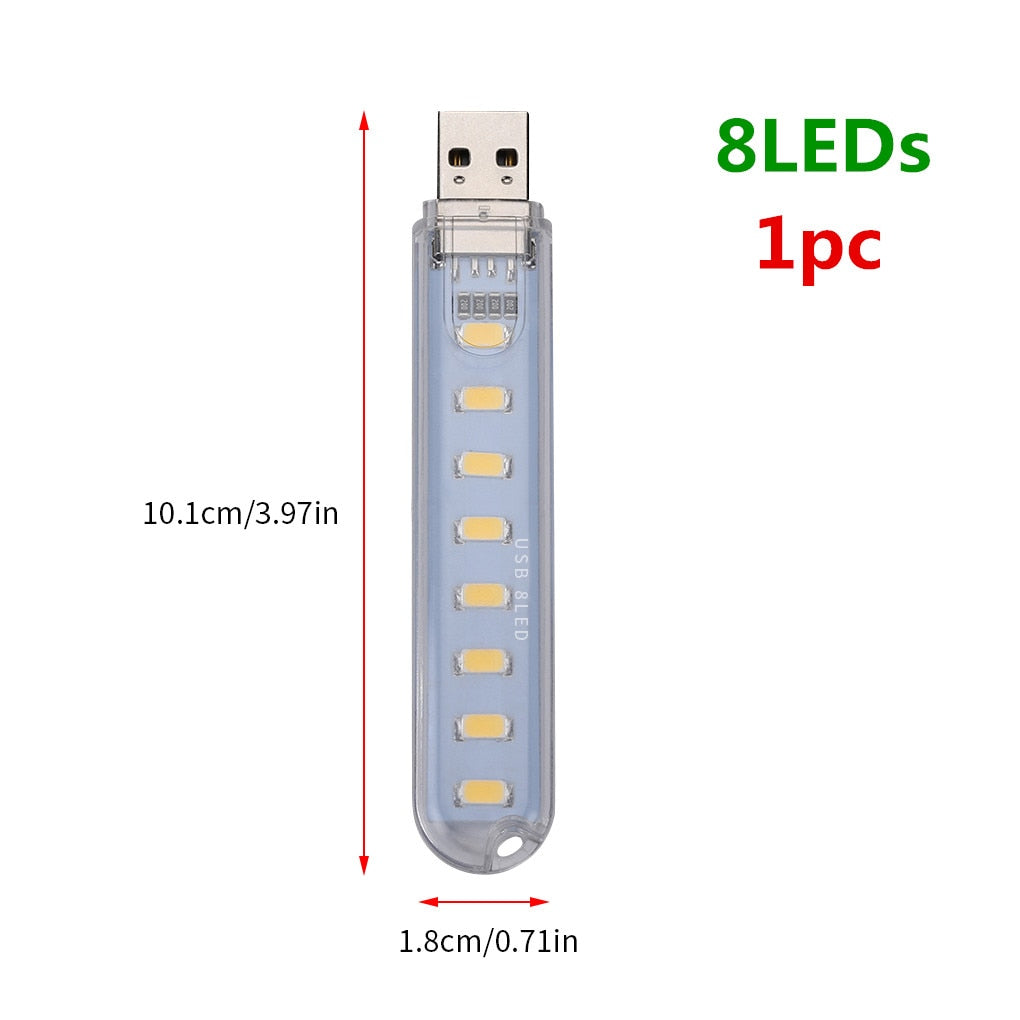 FTA Mini Portable USB LED Book Light DC5V Ultra Bright Reading Book Lamp 3leds 8leds Lights For Power Bank PC Laptop Notebook