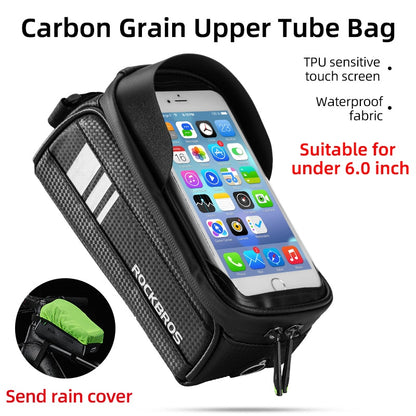 Bicycle Bag Cycling Front Tube Frame Bag Waterproof Top Tube Phone Bag MTB Road Bike Touch Screen 6.0 inch Phone Case