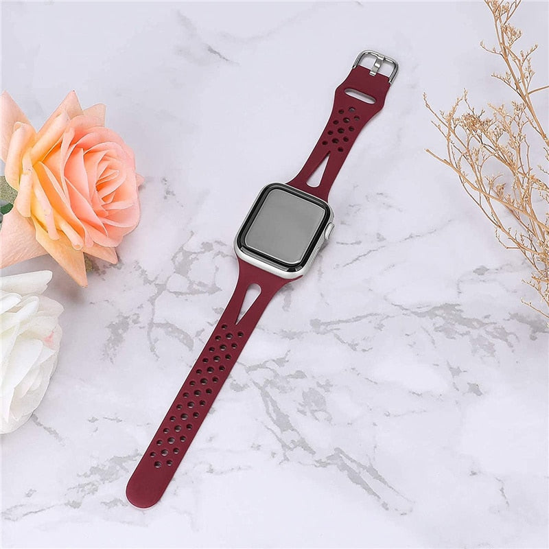 Slim strap FTA for Apple watch band 44mm 40mm 42mm 38mm Silicone watchband correa bracelet for iwatch series 7 6 5 4 3 SE 45mm 41mm