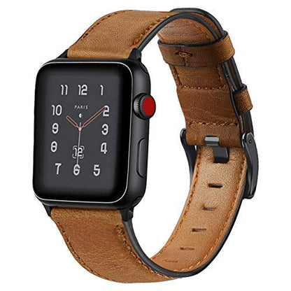 Watch band 44mm 40mm iWatch 42mm 38mm Retro Cow Leather watchband bracelet correa for iwatch series 6 5 4 3 2 SE compatible with apple.