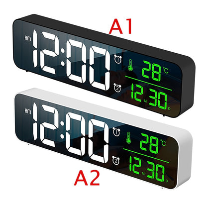 FTA LED Digital Alarm Clocks With Snooze Digital Temp Time Music Dual Clock With USB Charger Large Digit Display Brightness Dimmer