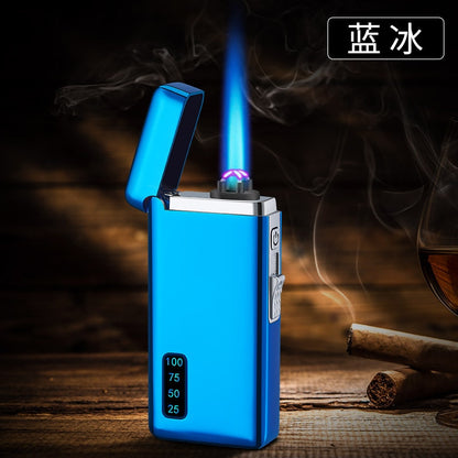 FTA New Windproof Metal USB Lighter Torch Turbo Lighter Jet Dual Arc LED Lighter Gas Chargeable Electric Butane Pipe Cigar Lighter