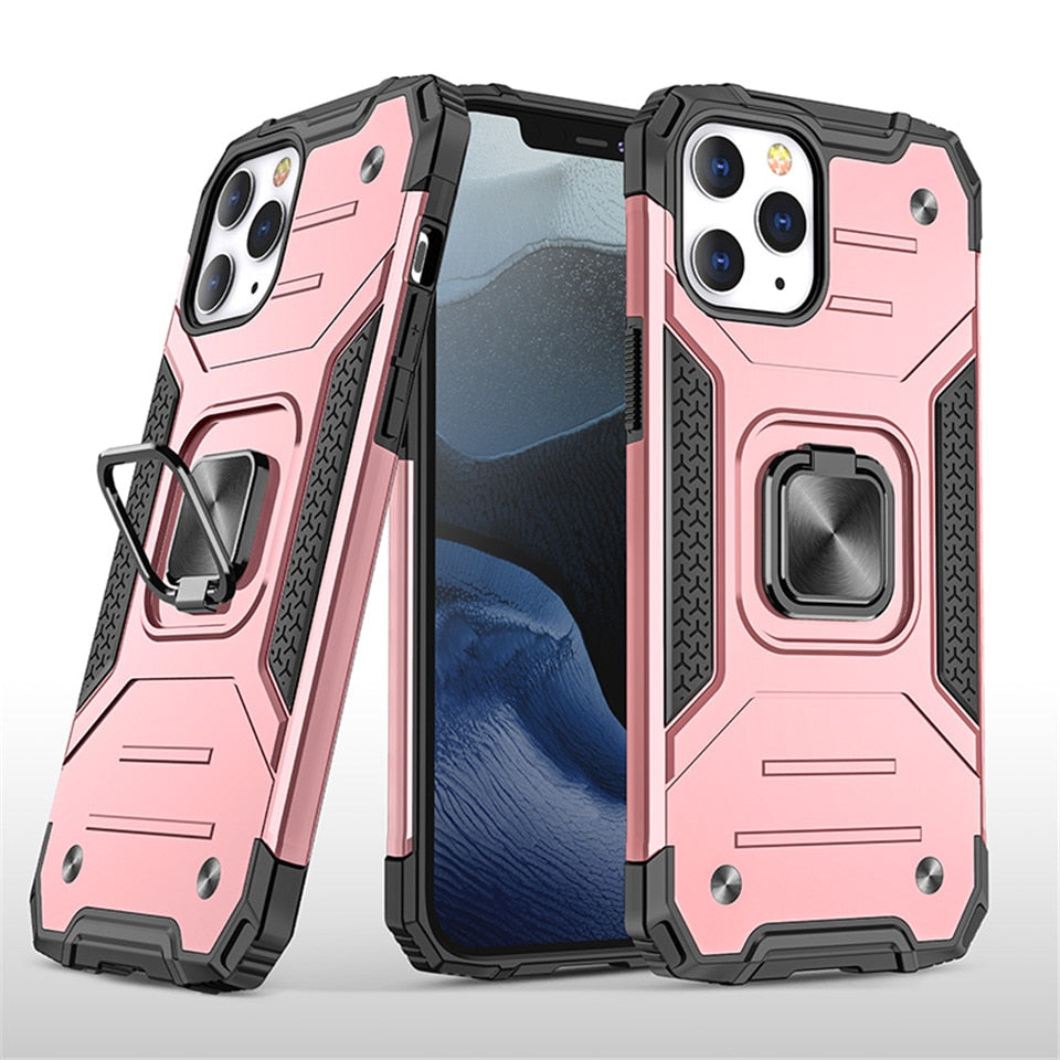 FTA Cases For iPhone 12 Pro Max 11Pro X XS XR 7 8 Plus Phone Shell Kickstand Silicone Shockproof Magnetic Car Holder Ring Phone Case.