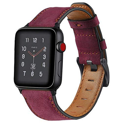 Watch band 44mm 40mm iWatch 42mm 38mm Retro Cow Leather watchband bracelet correa for iwatch series 6 5 4 3 2 SE compatible with apple.