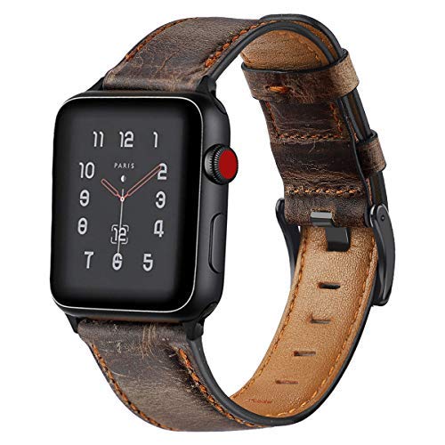 Watch band 44mm 40mm iWatch 42mm 38mm Retro Cow Leather watchband bracelet correa for iwatch series 6 5 4 3 2 SE compatible with apple.