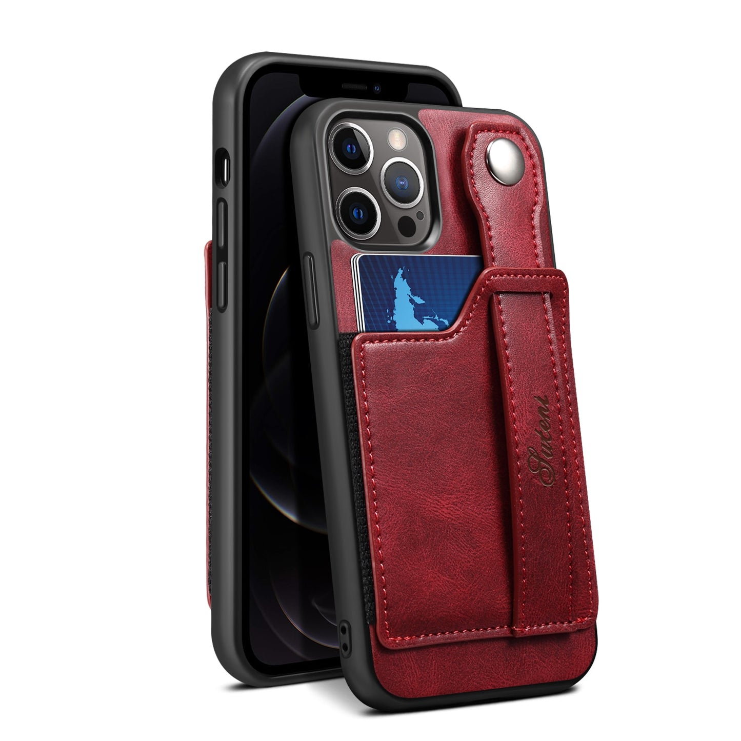 Cover for iPhone 13 12 Pro Max Case PU Leather Wallet flip Cover Stand Feature with Wrist Strap and Credit Cards Pocket for 12 Pro.