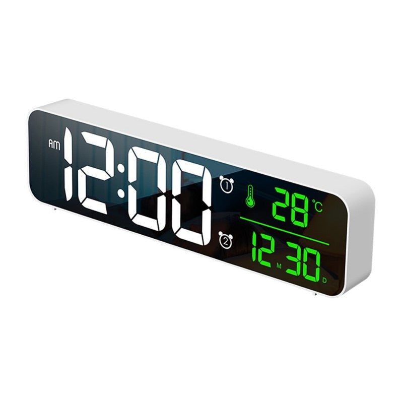 FTA LED Digital Alarm Clocks With Snooze Digital Temp Time Music Dual Clock With USB Charger Large Digit Display Brightness Dimmer