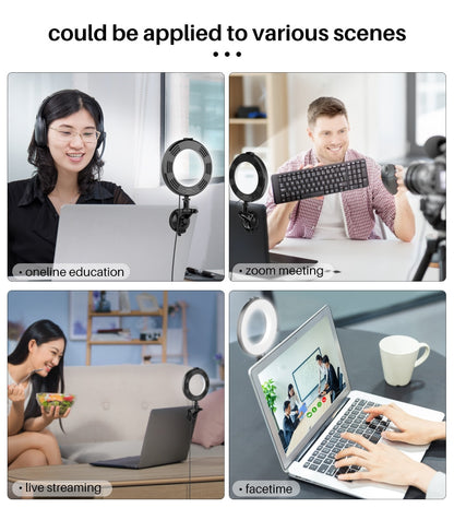 FTA CL05 3200k-6500k Ring Light Led Video Light Video Conference Light with Suction cup Laptop Live Streaming Fill Light