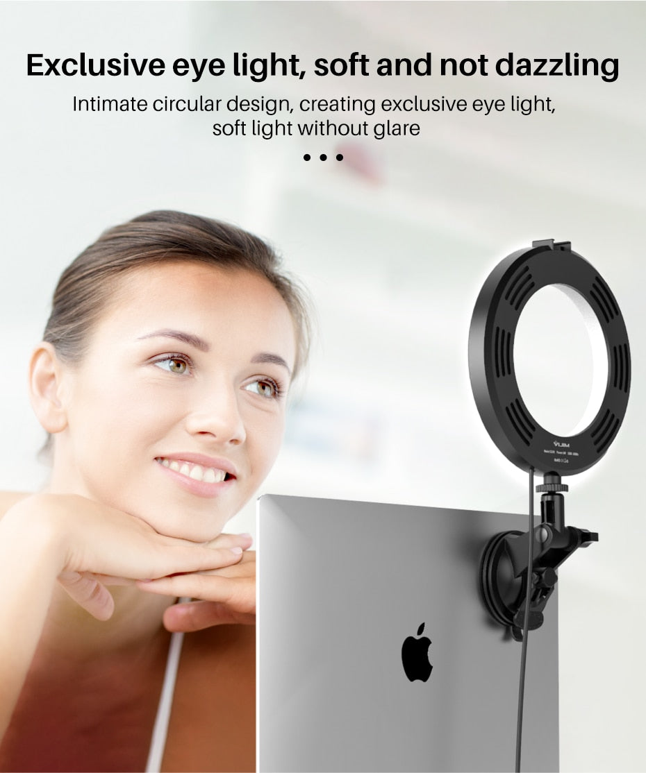 FTA CL05 3200k-6500k Ring Light Led Video Light Video Conference Light with Suction cup Laptop Live Streaming Fill Light