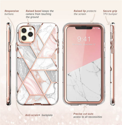 Case protector for iPhone 11 Pro Case 5.8" (2019) Cosmo Full-Body Shinning Glitter Marble Bumper Case with Built-in Screen Protector