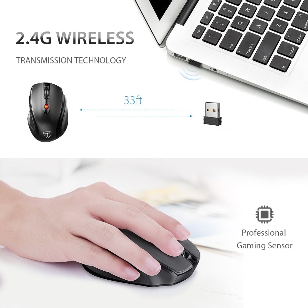 FTA MM057 Wireless Mouse 2.4Ghz Ergonomic Design Optical Mice 6 Buttons 2400 DPI Energy Saving For PC Laptop Computer Mouse