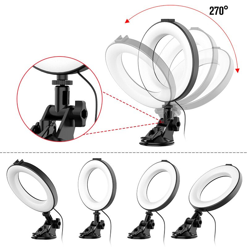 FTA CL05 3200k-6500k Ring Light Led Video Light Video Conference Light with Suction cup Laptop Live Streaming Fill Light