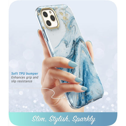 Case protector for iPhone 11 Pro Case 5.8" (2019) Cosmo Full-Body Shinning Glitter Marble Bumper Case with Built-in Screen Protector