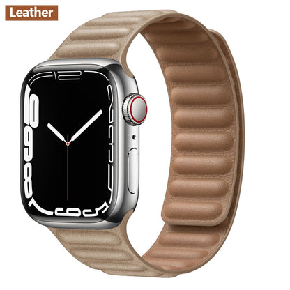 FTA Leather Link For Apple Watch Band 45mm 42mm 44mm  49mm Original Magnetic Loop bracelet iWatch Series 8 Ultra 3 SE 6 7 Strap