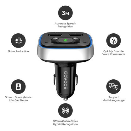 FTA Bluetooth Car Charger With Siri &amp; Google Voice Control Wireless Car Charger USB Fast Chargeres For Phone