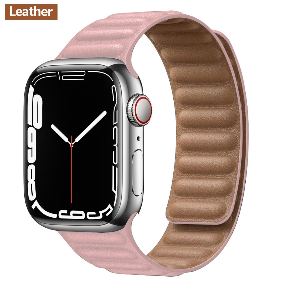 FTA Leather Link For Apple Watch Band 38mm 40mm 41mm  Original Magnetic Loop bracelet iWatch Series 8 Ultra 3 SE 6 7 Strap