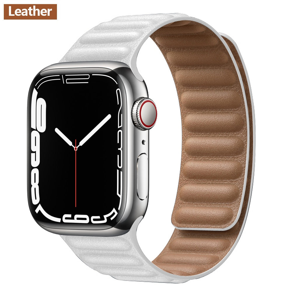 FTA Leather Link For Apple Watch Band 38mm 40mm 41mm  Original Magnetic Loop bracelet iWatch Series 8 Ultra 3 SE 6 7 Strap