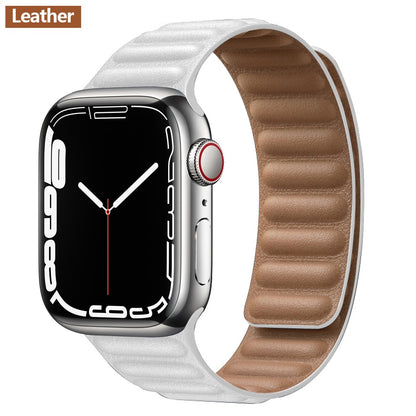 FTA Leather Link For Apple Watch Band 45mm 42mm 44mm  49mm Original Magnetic Loop bracelet iWatch Series 8 Ultra 3 SE 6 7 Strap