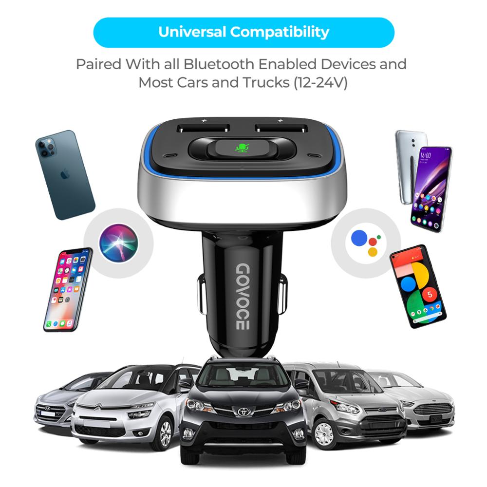 FTA Bluetooth Car Charger With Siri &amp; Google Voice Control Wireless Car Charger USB Fast Chargeres For Phone